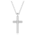 Insigne pendant Pavé, Cross, White, Rhodium plated