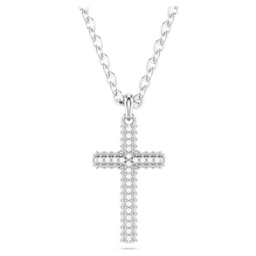 Insigne pendant Pavé, Cross, White, Rhodium plated