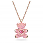 Teddy pendant, Pink, Rose gold-tone plated