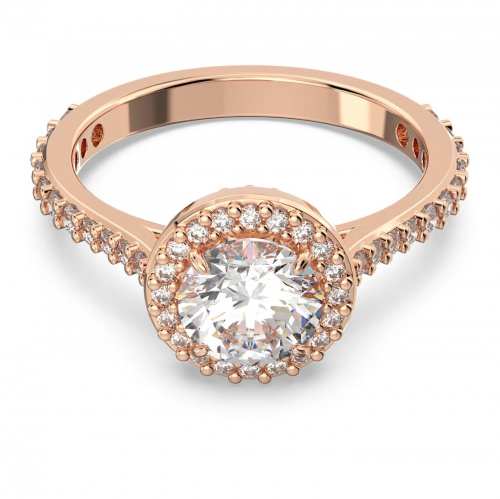 Una cocktail ring Round cut, Pavé, White, Rose gold-tone plated