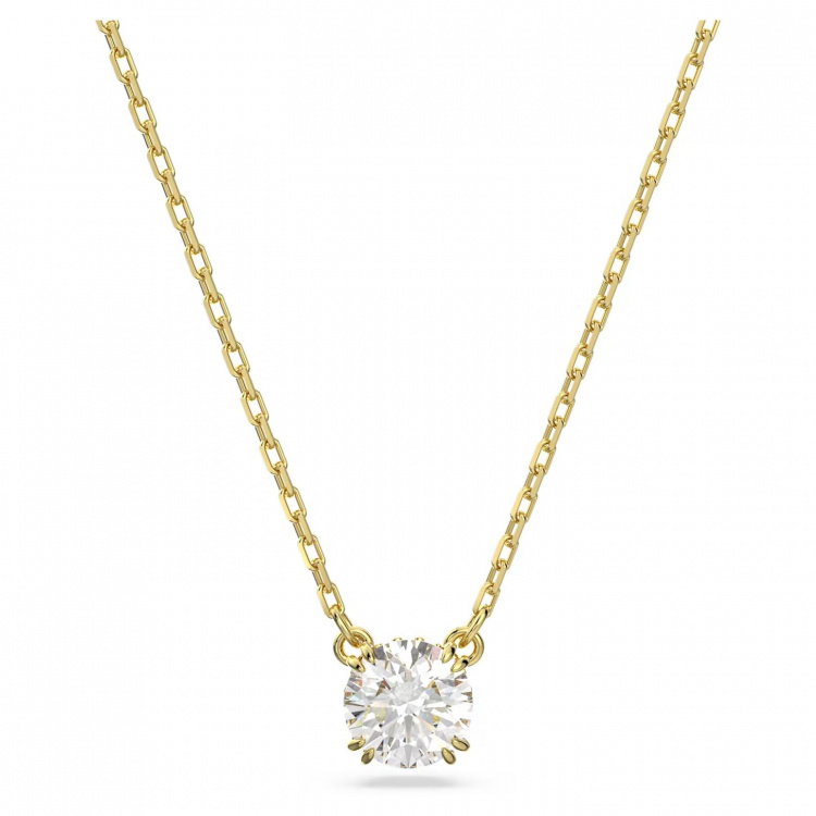 Stilla pendant Round cut, White, Gold-tone plated