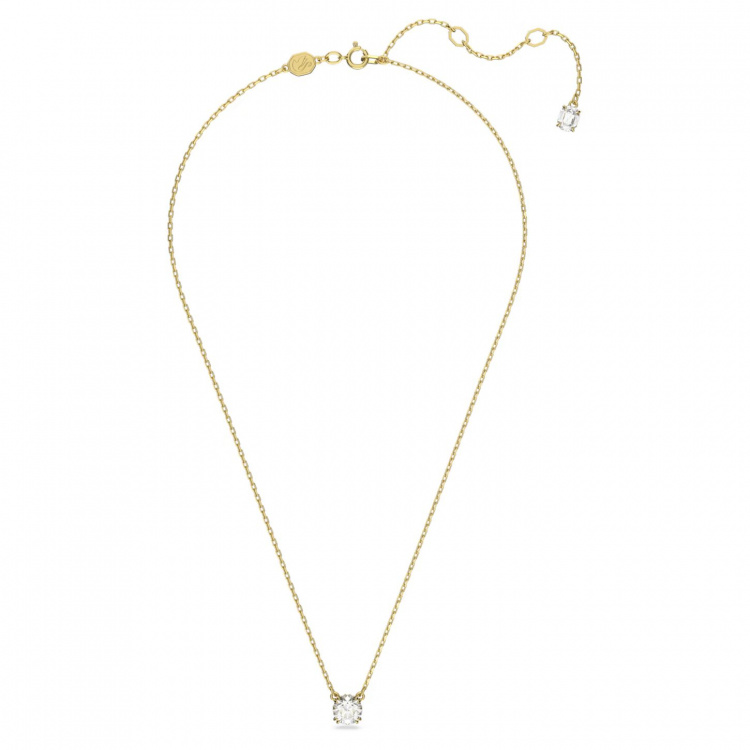 Stilla pendant Round cut, White, Gold-tone plated