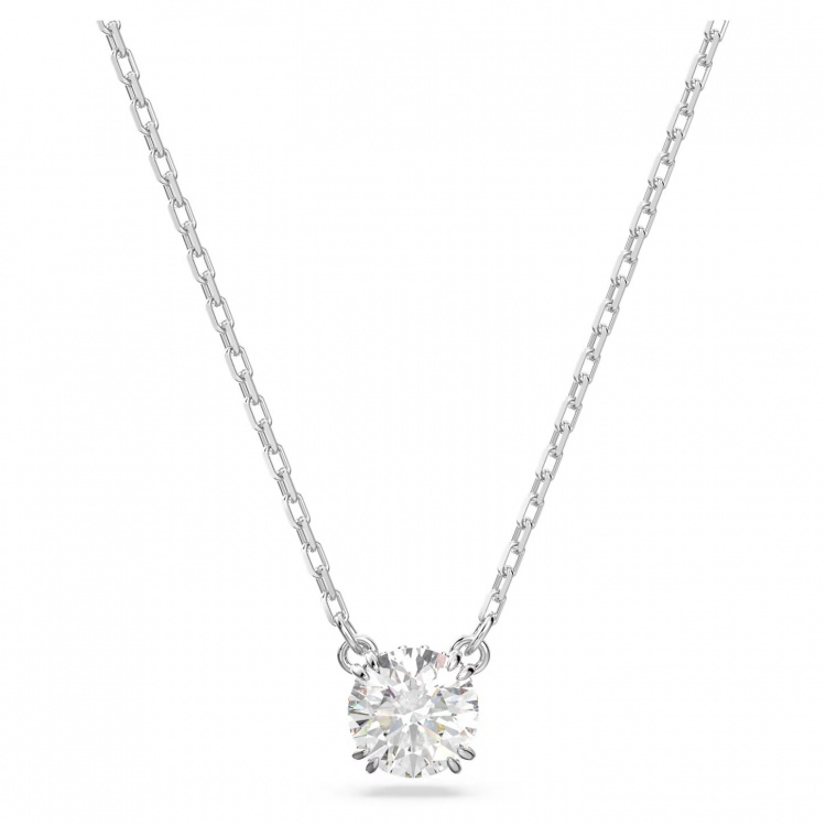 Stilla pendant Round cut, White, Rhodium plated