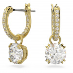 Stilla drop earrings Round cut, White, Gold-tone plated