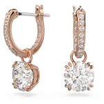Stilla drop earrings Round cut, White, Rose gold-tone plated