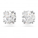 Stilla stud earrings Round cut, White, Rhodium plated