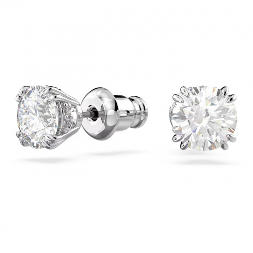 Stilla stud earrings Round cut, White, Rhodium plated