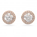 Una Angelic stud earrings Round cut, Pavé, White, Rose gold-tone plated