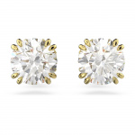 Stilla stud earrings Round cut, White, Gold-tone plated