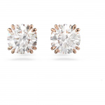 Stilla stud earrings Round cut, White, Rose gold-tone plated