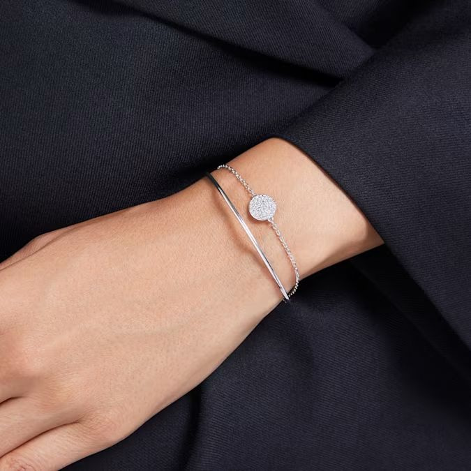 Sublima bangle White, Rhodium plated