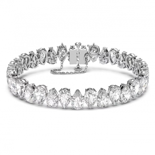 Millenia bracelet, Pear cut, White, Rhodium plated