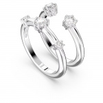 Constella ring, Set (2), Round cut, White, Rhodium plated
