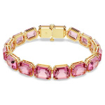 Millenia bracelet Octagon cut, Pink, Gold-tone plated