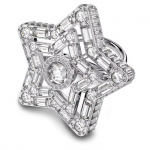 Stella cocktail ring, Star, White, Rhodium plated