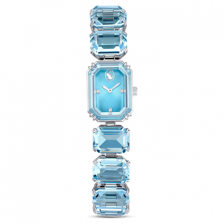 Watch, Octagon cut bracelet, Blue, Stainless Steel