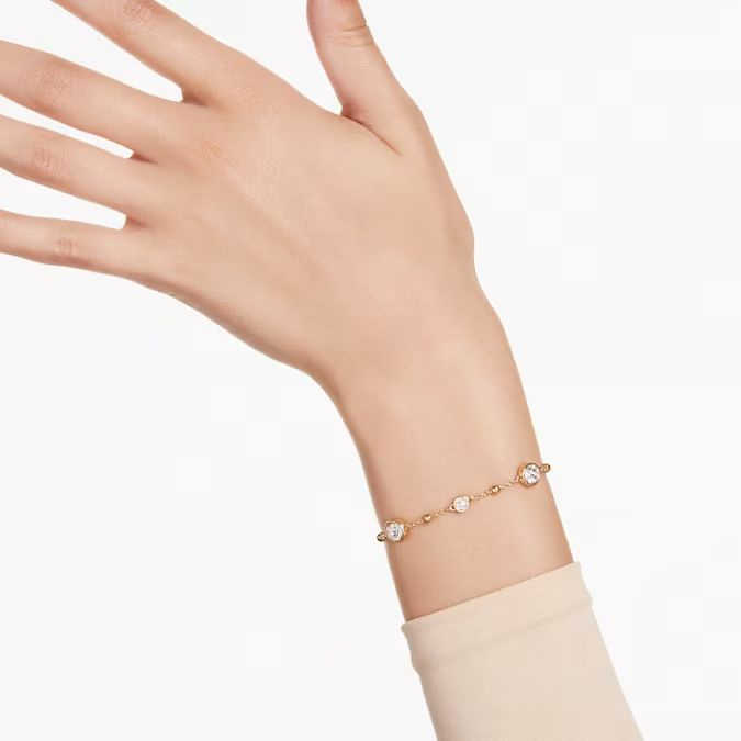 Imber bracelet Round cut, White, Gold-tone plated