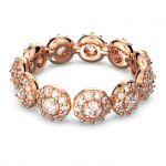 Una ring Round cut, Pavé, White, Rose gold-tone plated