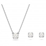 Stilla set Round cut, White, Rhodium plated