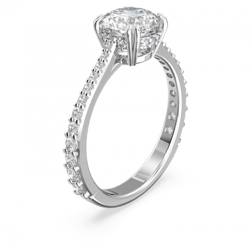 Stilla ring Set (2), Round cut, White, Rhodium plated