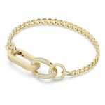 Dextera bracelet, Pavé, Mixed links, White, Gold-tone plated