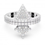Ortyx ring, Mixed cuts, White, Rhodium plated