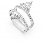 Ortyx ring, Mixed cuts, White, Rhodium plated