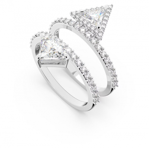 Ortyx ring, Mixed cuts, White, Rhodium plated
