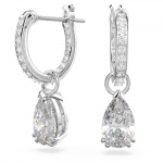 Stilla hoop earrings Pear cut, White, Rhodium plated