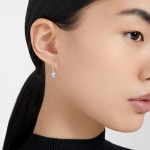 Stilla hoop earrings Pear cut, White, Rhodium plated