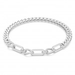 Dextera necklace Statement, Mixed links, White, Rhodium plated