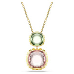 Chroma pendant Cushion cut, Multicolored, Gold-tone plated