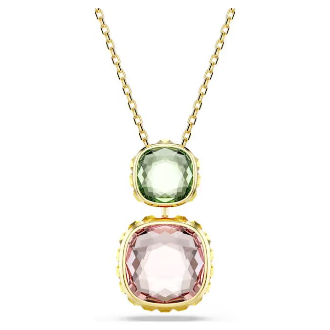 Chroma pendant Cushion cut, Multicolored, Gold-tone plated