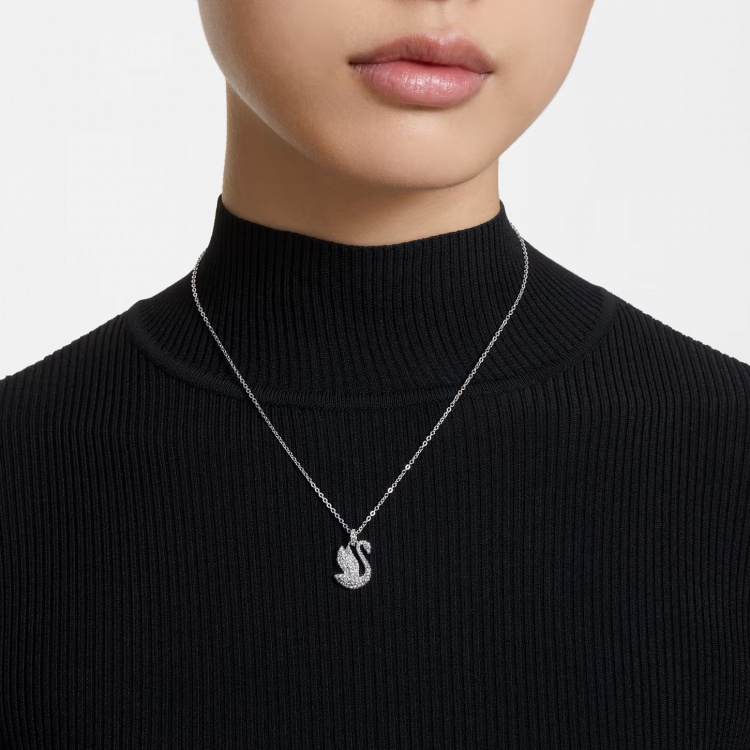 Swarovski Iconic Swan pendant Swan, Small, White, Rhodium plated