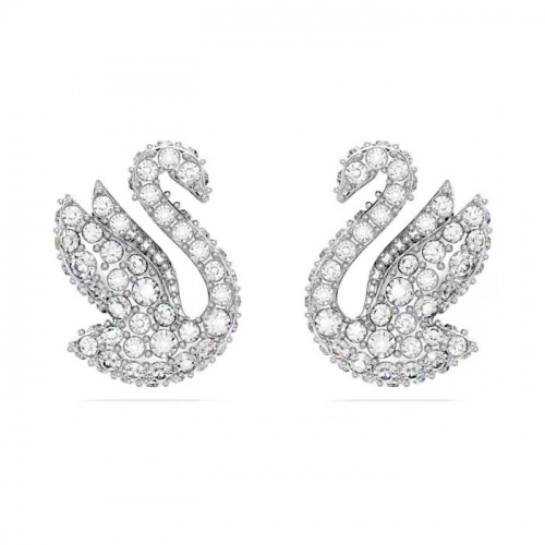 Swarovski Iconic Swan stud earrings Swan, White, Rhodium plated