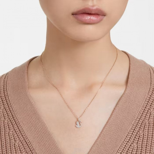 Swarovski Iconic Swan pendant Swan, Small, White, Rose gold-tone plated