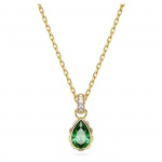 Chroma pendant Pear cut, Green, Gold-tone plated