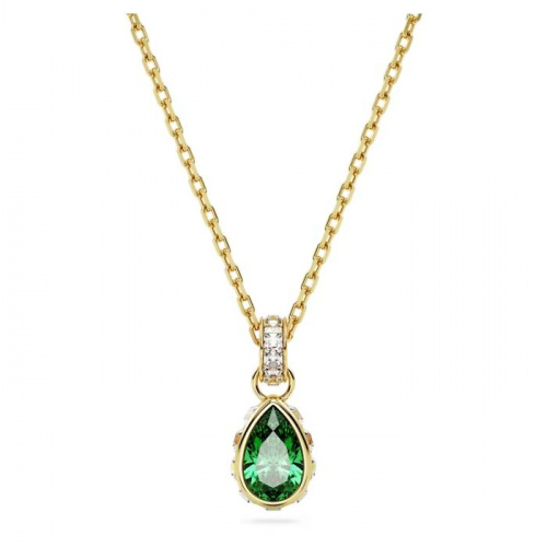 Chroma pendant Pear cut, Green, Gold-tone plated