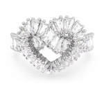 Matrix cocktail ring Mixed cuts, Heart, White, Rhodium plated