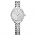 Attract watch Swiss Made, Full pavé, Metal bracelet, Silver tone, Stainless steel