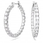 Matrix hoop earrings Round cut, White, Rhodium plated