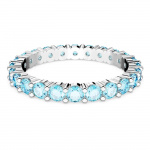 Matrix ring Round cut, Blue, Rhodium plated