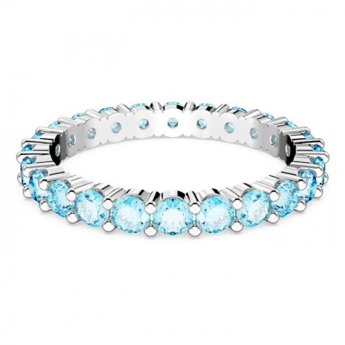 Matrix ring Round cut, Blue, Rhodium plated