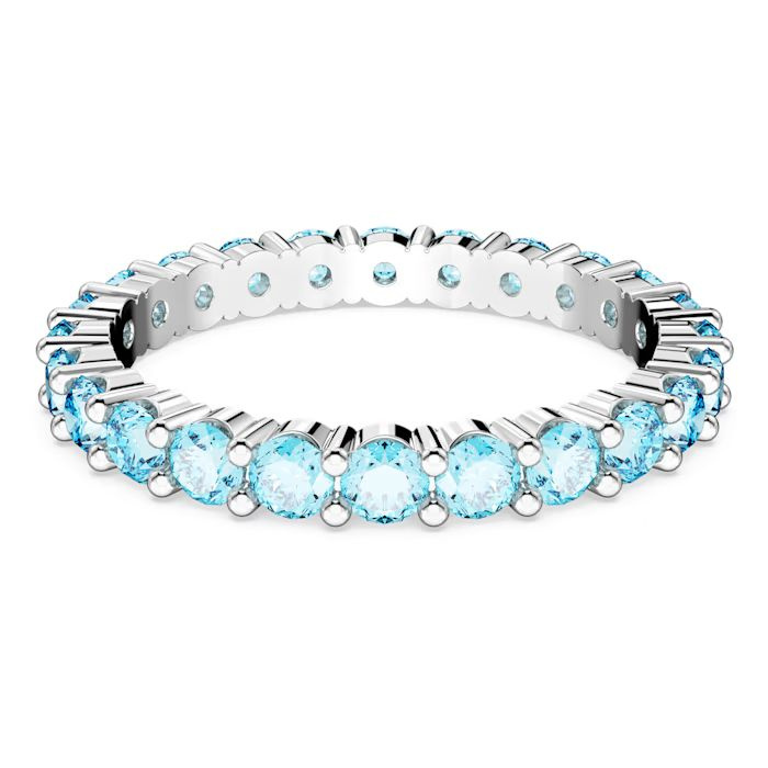Matrix ring Round cut, Blue, Rhodium plated