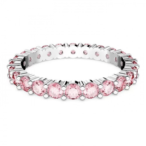Matrix ring Round cut, Pink, Rhodium plated