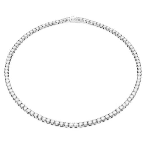 Matrix Tennis necklace Round cut, Small, White, Rhodium plated