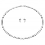 Matrix Tennis set Round cut, White, Rhodium plated
