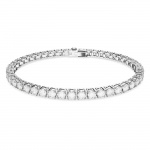 Matrix Tennis bracelet Round cut, Small, White, Rhodium plated