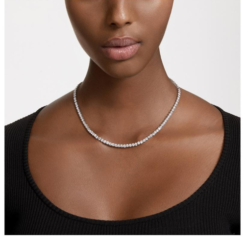 Matrix Tennis necklace Round cut, Small, Yellow, Gold-tone plated