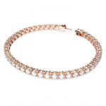 Matrix Tennis bracelet Round cut, Small, White, Rose gold-tone plated
